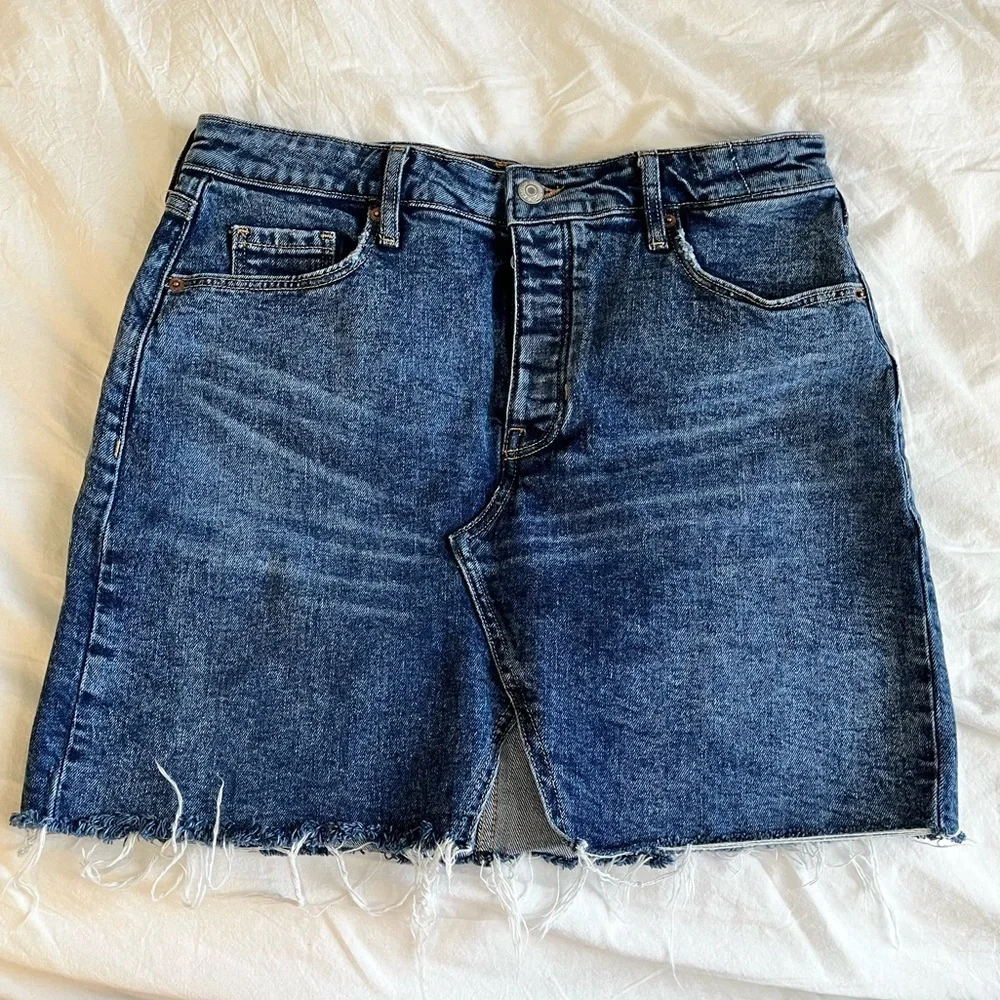 Old Navy High-Rise Denim Mini Skirt Button Fly 5-Pocket size 10